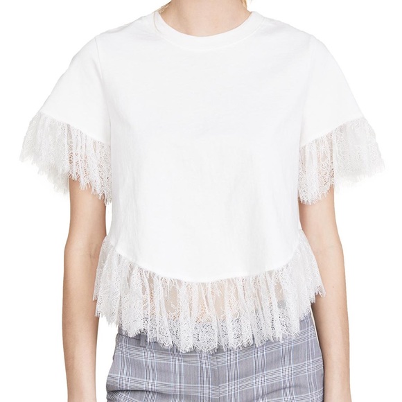 cinq a sept Tops - Cinq a sept Violeta Lace Trim Top in ivory NWT